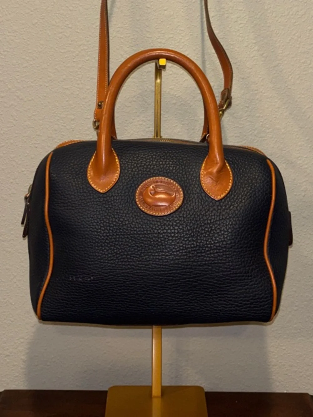 Dooney & Bourke Navy Pebbled Leather Satchel Crossbody